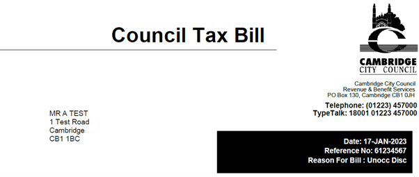 Council Tax bill, part 1