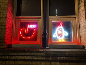 Stocking and penguin neon signs