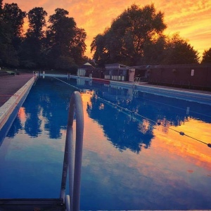 Jesus Green Lido at dusk