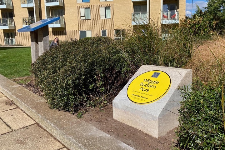 A Playlaw sign declaring the area is called “Wiggle Bottom Park”