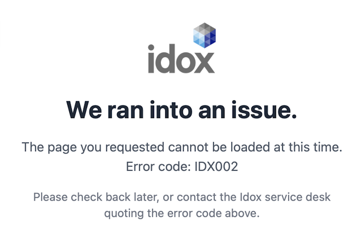Licensing portal error message
