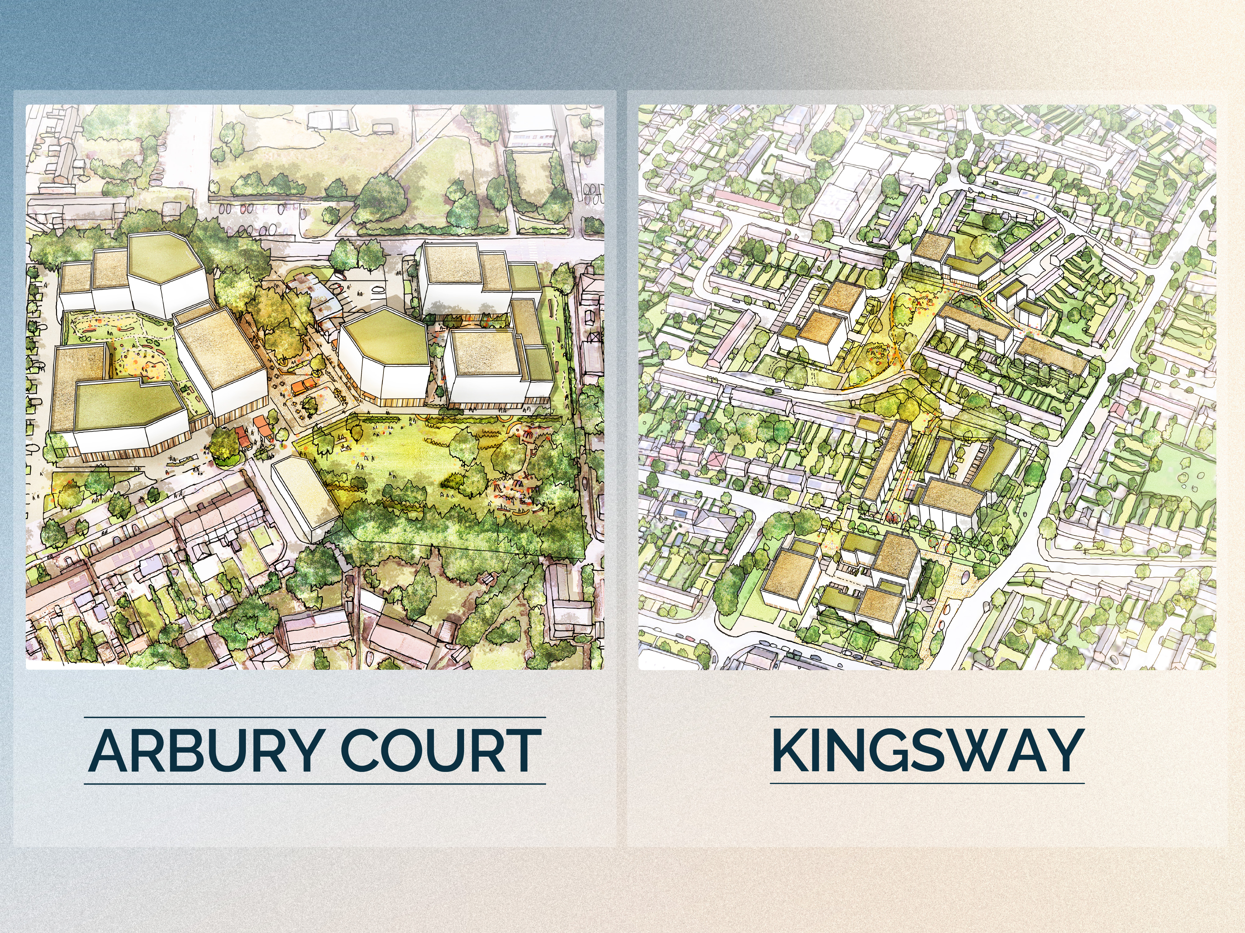 Arbury Court and Kingsway area development proposals from above
