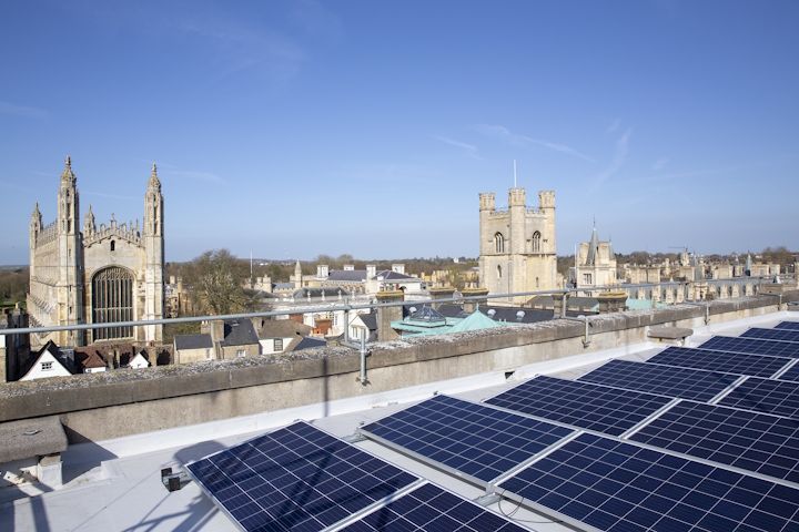 Solar panels on the roof of the Guildhall
